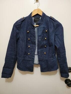 Banana Republic Dark Blue Military-Style Denim Jacket